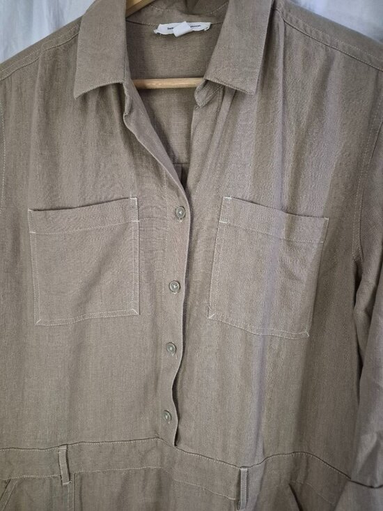 BeachLunchLounge M Tan Linen Work Casual Comfort Travel Event Dress - Picture 4 of 6